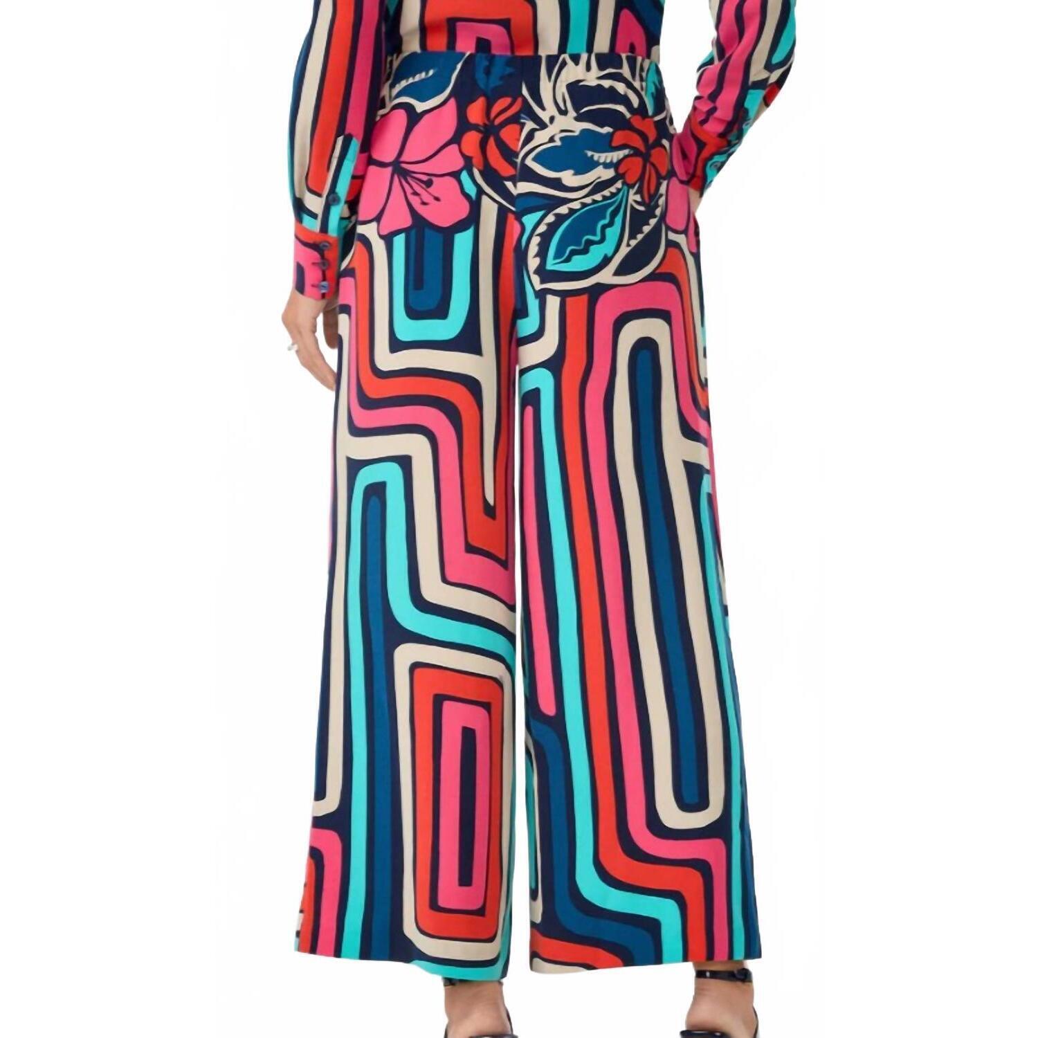 New Trina Turk Cubism Pant In Mutli Pattern